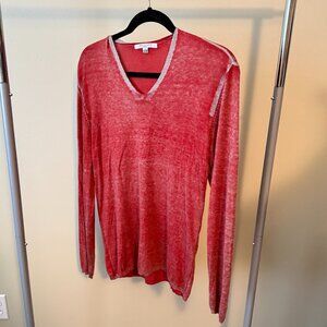 John Varvatos Artisan Red Burnout V-Neck Sweater – Size M